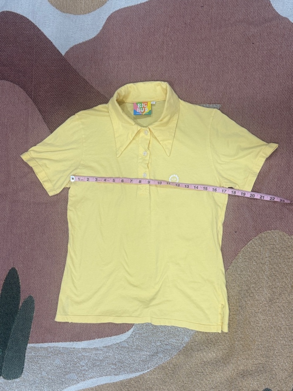 Big Bud Press Short-Sleeve Button-Down Polo in Pale Yellow - Picture 4 of 5